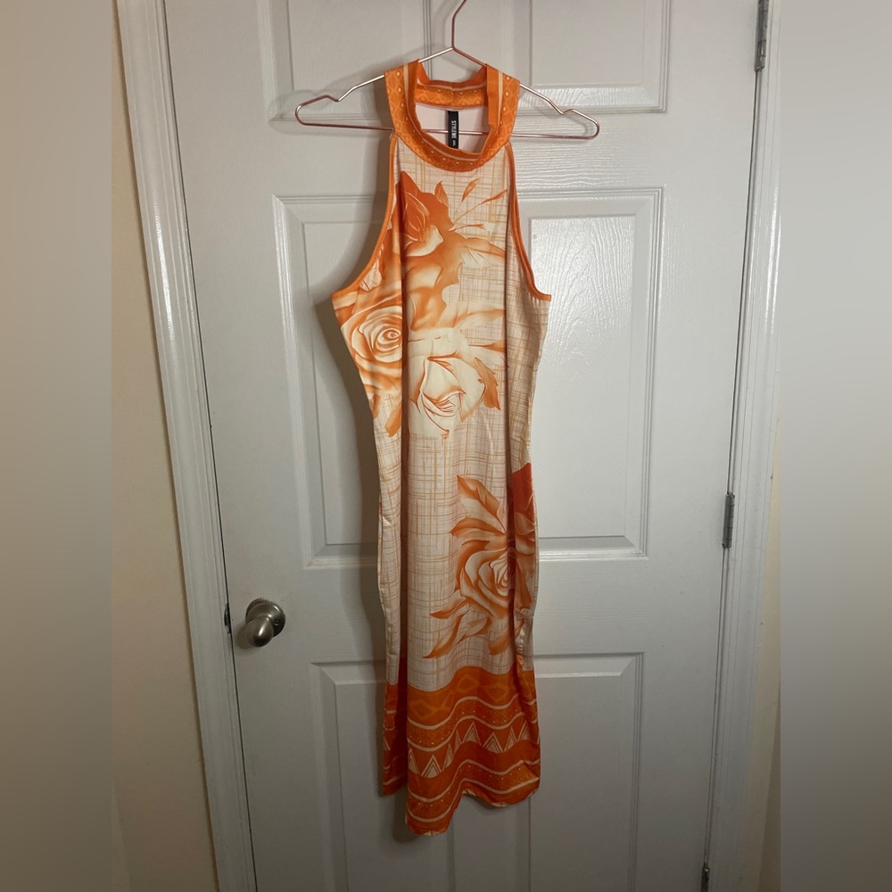 Floral Jersey Sleevless Midi Dress
